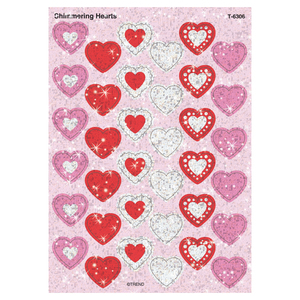 Trend Shimmering Hearts Sparkle Stickers®, 72 per Pack, 12 Packs