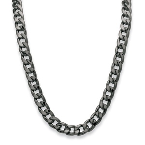 PalmBeach Jewelry Men's 12 mm Curb-Link Necklace Black Ruthenium-Plated 30&quot;