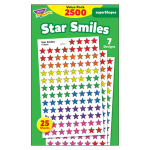 Trend Star Smiles superShapes Stickers Value Pack, 2500 per Pack, 3 Packs