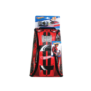 Hot Wheels ZipBin 45 Car Crash Red Racer Backpack w/ Car