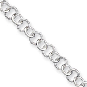 Sterling Silver Polished 8mm Fancy Link Anklet - 10 Inch - Lobster Claw