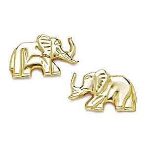 14k Yellow Gold Girls Elephant Stamping Earrings - Measures 8x13mm