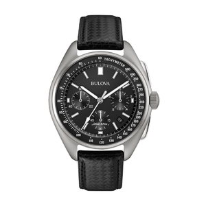 Mens Special Edition Moon Black Leather Strap Watch Black Dial