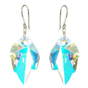 Lita Swarovski Elements Crystal AB Leaf Shape Earrings
