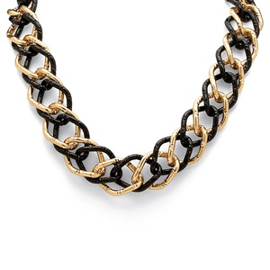 PalmBeach Jewelry Yellow Gold Tone Black-Ruthenium-Plated Curb-Link Necklace 19"