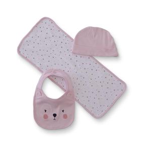 Little Wonders Infant Girls' Beanie, Bib & Blanket - Dog