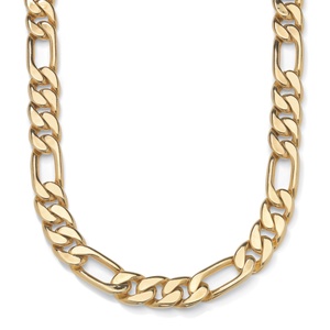 PalmBeach Jewelry Men's Figaro-Link Chain in Yellow Gold Tone 30&quot;