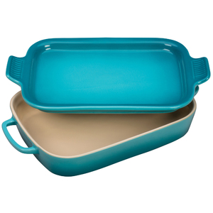 2.75 Qt. Rectangular Stoneware Dish w/ Platter Lid Caribbean