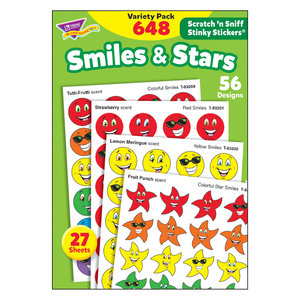 Trend Smiles & Stars Stinky Stickers&#174; Variety Pack, 648 per Pack, 2 Packs