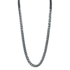 PalmBeach Jewelry Men's 10.5 mm Curb-Link Chain Necklace Black Ruthenium-Plated 24&quot;