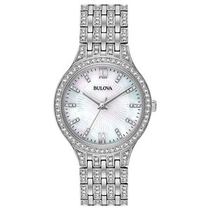 Ladies Crystal Collection Silver-Tone Watch Mother-of-Pearl Dial