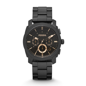 Mens Machine Black & Gold Chronograph Stainless Steel Watch Black Dial