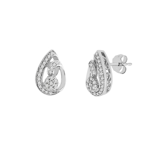 10K White Gold 1/4Cttw Pear Cluster Diamond Earrings
