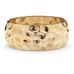 PalmBeach Jewelry Hammered-Style Bangle Bracelet in Yellow Gold Tone 9"