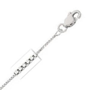 10k White Gold 20" 0.9mm Box Chain Necklace - Lobster-claw