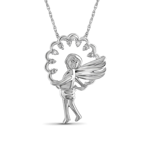 JewelonFire White Diamond Accent Sterling Silver Angel Boy Pendant