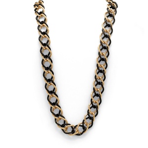 PalmBeach Jewelry Yellow Gold Tone Black Rhodium-Plated Curb-Link Necklace 34&quot;
