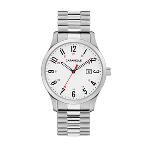 Mens Silver-Tone Comfort-Fit Watch White Dial