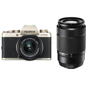 X-T100 Camera with 15-45mm and 50-230mm Lens Kit (Gold)