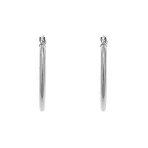 14K White Gold 25mm Click Hoop Earrings