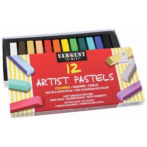 Sargent Art Square Chalk Pastels, Assorted Colors - 12 per pack, 3 packs total