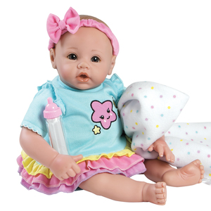Adora Dolls BabyTime Rainbow 16&quot; Quality Lifelike Baby Doll Feeding Bottle / Blankie Gift Set