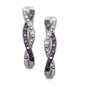 Sterling Silver .15Pt P/W Twist Baby Huggie Earrings