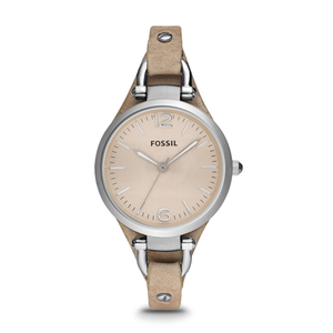 Ladies Georgia Bone Leather Strap Watch Beige Dial