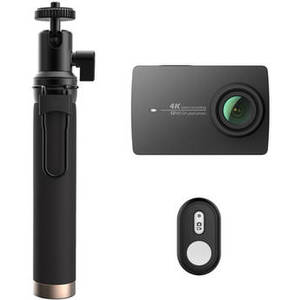 4K Action Camera with Selfie Stick & Bluetooth Remote (Black)