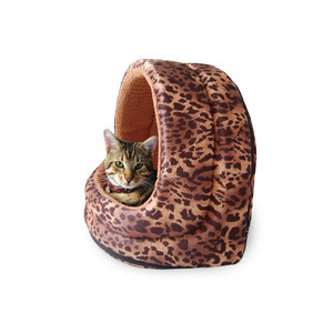 PAW Furry Canopy Cave Pet Bed - Leopard