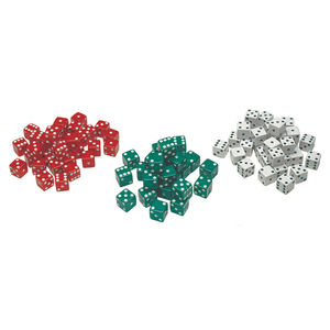 Learning Advantage Red, Green & White Dot Dice, 36 per Pack, 3 Packs