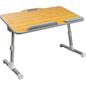 Portable Laptop Table with Handle (Bamboo, Height Adjustable)
