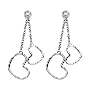 Inox Jewelry Women's Stainless Steel Double Heart Dangle Earrings