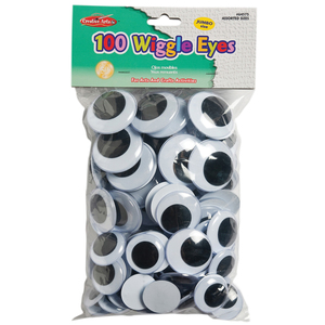 Charles Leonard, Inc. Wiggle Eye, Jumbo, Round, Assorted Sizes, Black, Pack of 100