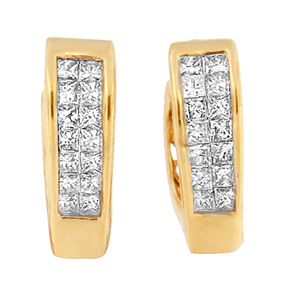 14k Yellow Gold 1/2ct TDW Princess Cut Diamond Heart Silhouette Hoop Earrings (I-J, I2-I3)