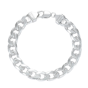 Sterling Silver Square 350 Gauge Curb Link Bracelet, 9 Inches