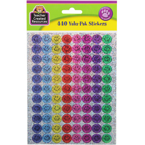 Teacher Created Resources Mini Happy Face Sparkle Valu-Pak Stickers, 6 Packs