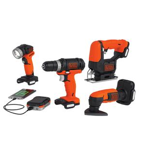 GoPak 4 Tool Combo Kit - Drill/Driver Jig Saw Sander and Flashlight
