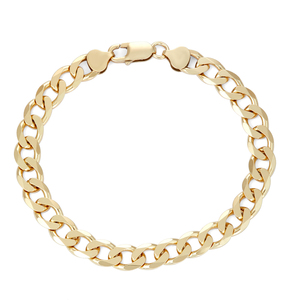 Gold over Sterling Silver 220 Gauge Curb Link Bracelet, 9 Inches