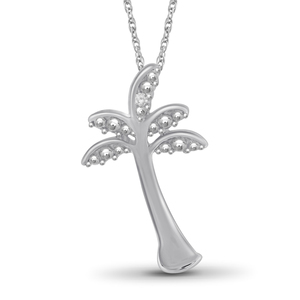 JewelonFire White Diamond Accent Sterling Silver Palm Tree Pendant