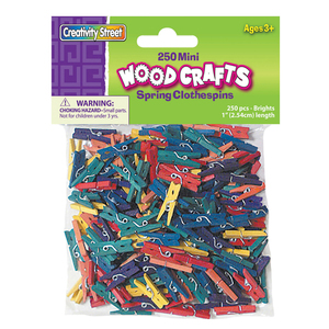 Creativity Street Mini Spring Clothespins, Bright Hues, 6 Packs of 250