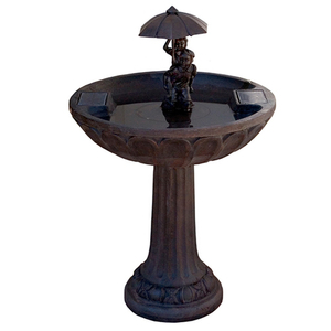 Umbrella Solar Fountain - Boy & Girl Piggyback