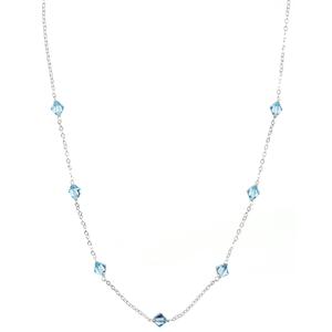 Lita Swarovski Elements Aquamarine Beads and Silver Chain Necklace,18&quot;