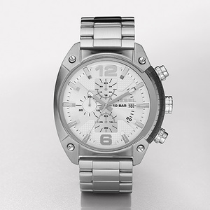 Mens Overflow Stainless Steel Chronograph Watch Silver Dial