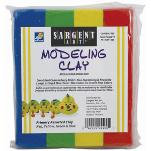 Sargent Art  Non-Hardening Modeling Clay, Primary Colors - 4 colors per pack, 12 packs total